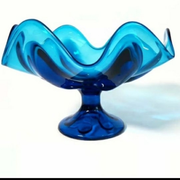 VIKING GLASS Accents Viking Art Glass Blue Centerpiece Compote 6
